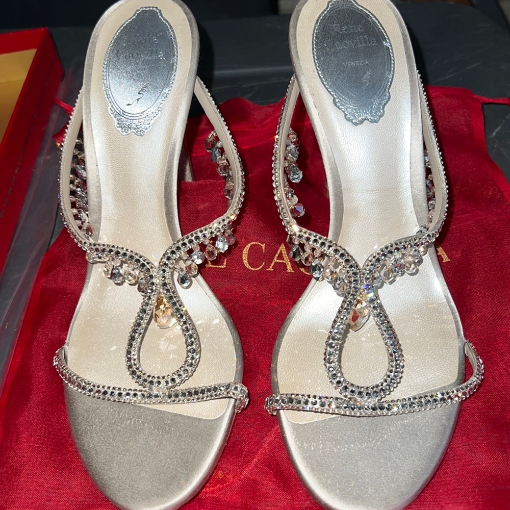 Authentic Beautiful Rene Caovilla Crystal Sandals. Worn Once for my Birthday.